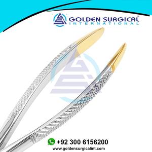 Alicates de Extracción Dental para Ortodoncia, Endodoncia y Dentaduras Postizas, Figura 73, Fórceps para Extraer Molares Inferiores, Mango Dorado - Product Image 3