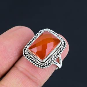 Anillo de Compromiso y Boda de Plata de Ley 925 con Piedra Preciosa de Cornalina, Estilo Bohemio Hecho a Mano, Regalo para Mujer - Product Image 2