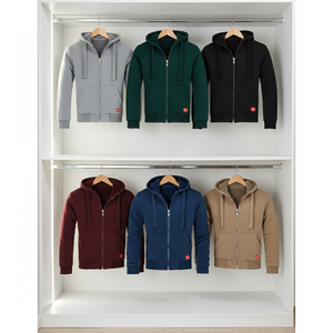 OEM Custom Vintage <b>Mens</b> Padded Borg Fleece <b>Sherpa</b> <b>Lined</b> <b>Hoodie</b> High Quality Thermal Full Zip Sweatshirt Winter Hooded Front - Product Image 5