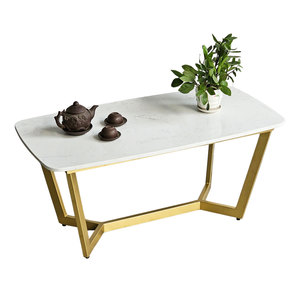 Table de salon rectangulaire moderne avec plateau en pierre et structure en fer (TT68174) - Product Image 1
