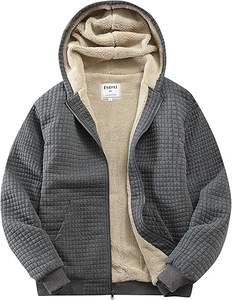 Wholesale Winter Warm Wool Jogging Sweatshirt for Men Custom Oversized <b>Sherpa</b> Lined Zipper <b>Hoodie</b> Embroidered Techniques - Product Image 2