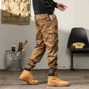 Pantalones vaqueros para hombre con logotipo personalizado de OEM, pantalones cargo informales con bolsillos laterales grandes, monos, pantalones de camuflaje para correr de Hip Hop - Product Image 4