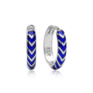 Azul marino neón esmalte diseño venta al por Mayor turco hecho a mano 925 pendientes de plata esterlina joyería fina - Product Image 3