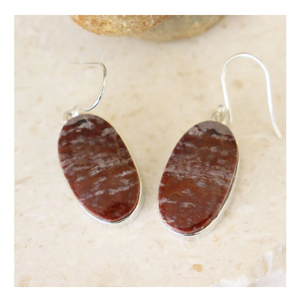 Pendiente de piedras preciosas de jaspe rojo de cabina ovalada Ajuste de bisel de Plata de Ley 925 Regalo de boda o fiesta de moda - Product Image 4