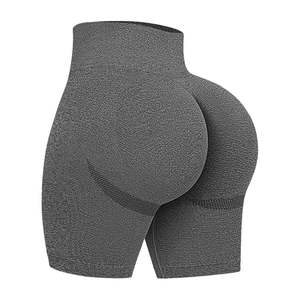 Venta al por mayor de ropa de yoga deportiva para mujer Pantalones cortos deportivos de cintura alta sin costuras acanalados de punto Pantalones cortos de Yoga de alta elasticidad - Product Image 6