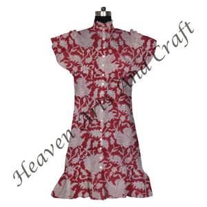 Túnica de Kurti con estampado de bloque de mano de algodón/Ropa Étnica/ropa de India y Pakistán Ropa Étnica transpirable túnica superior - Product Image 1