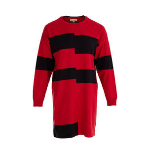 เสื้อทูนิคถักลายทางสีแดงลำลอง ผสมผสานขนแคชเมียร์ - Product Image 1