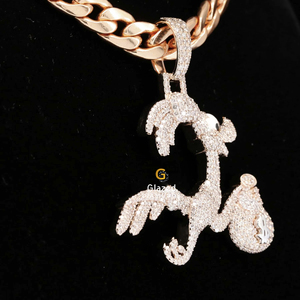VVs claridad redondo corte brillante Moissanite diamantes 925 plata esterlina personalizado dibujos animados colgante chapado en oro helado estilo Hip Hop - Product Image 5