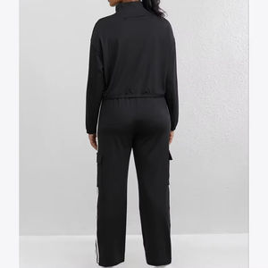 Custom Zipper Crop Hoodies and <b>Joggers</b> <b>Women</b> Solid Long Sleeve Oversize <b>Women's</b> Tracksuit - Product Image 3