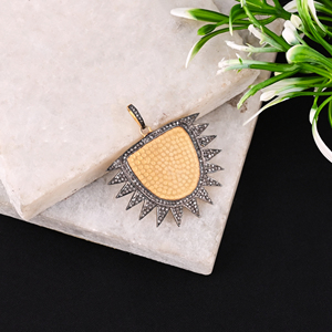 Colgante Sunburst para Mujer, Plata de Ley 925, Bañado en Rodio Negro, Diamante Natural con Incrustaciones, Estilo Vintage, Tamaño 35MM - Product Image 2