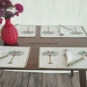Napperons de table et nappes réutilisables en coton 100% imprimés à la main, couleur personnalisée - Product Image 3