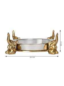 Bandeja de metal artesanal con diseño artístico perfecta para la decoración del hogar y servir aperitivos, bebidas o té - Product Image 2