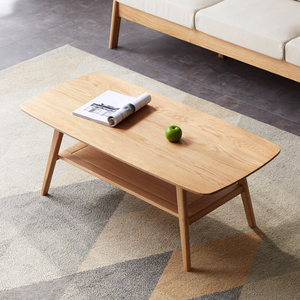 Lineage Corporation's Dulcio Coffee Table Mesa de salón de madera natural con estante de almacenamiento sala de estar y dormitorio - Product Image 2