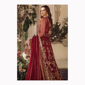 ชุดเดรสสัลวาร์คามีซแบบดั้งเดิมของอินเดียปากีสถานการออกแบบที่ทําด้วยมือทํางานบนผ้าชีฟองเสื้อผ้าอิสลามสําหรับผู้หญิง - Product Image 4