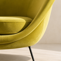 Fauteuil lounge en velours vert sur mesure avec dossier à oreilles, chaise d'appoint moderne rembourrée pour salon, chambre et hôtel