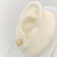 Boucles d'oreilles clous JJ BRAVO en or 14 carats avec fermoir papillon, design classique sculpté, pour femme, en or recyclé écoresponsable, certifié tiers