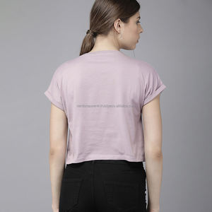 Nardon Apparel logotipo personalizado OEM Casual mujer sólido en blanco algodón Crop Tops camiseta - Product Image 2
