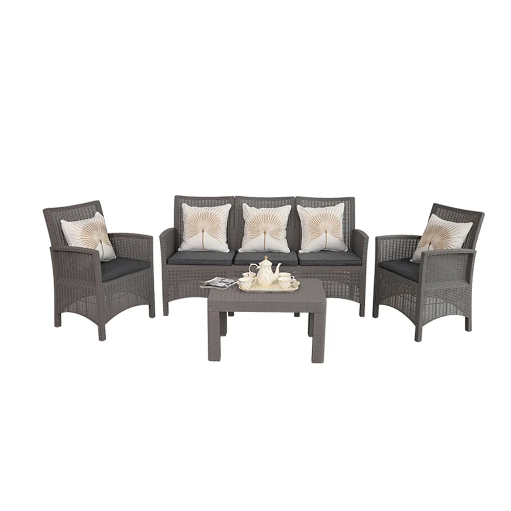 Sofa and Coffee Table Set PE Rattan Wicker Material K/D Sofa Outdoor Furniture