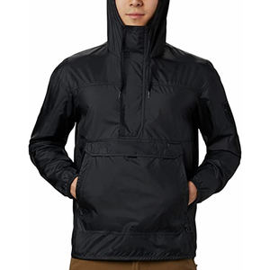 Chaqueta Impermeable para Hombre, Estilo con Cremallera, Color Negro Sólido, Alta Calidad 2025, 100% Poliéster, Talla Grande - Product Image 1