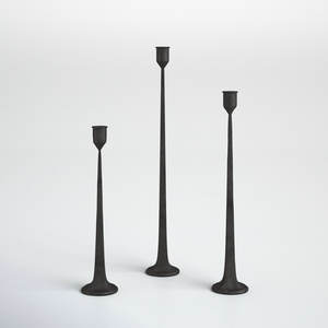 Luxurious Set of 3 Vintage Gold and <b>Black</b> Metal <b>Candlestick</b> <b>Holders</b> Ideal for Home and Creating a Sophisticated Candle Display - Product Image 1