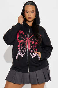 Sudadera con capucha y cremallera de alta calidad OEM para mujer, personalizable, de gran tamaño, con hombros caídos, logotipo frontal con capucha, serigrafía degradada - Product Image 2
