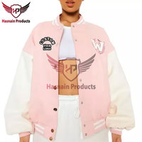 Logo Brodé Personnalisé Satin Coupe-Vent Varsity Basketball Starter Letterman Bomber Jackets pour Femmes Personnalisé