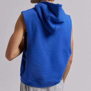 Chemises à capuche sans manches de couleur bleue Gym Fitness Wear Vêtements pour hommes Grande taille Sweats à capuche respirants Chemises à vendre Taille OEM - Product Image 2