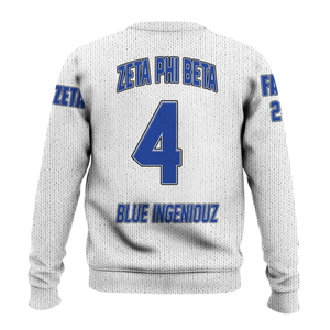 Zeta Phi Beta 1920 hiver bleu blanc tricot 100% coton pull ZPhiB sororité Chenille broderie vie grecque Divine neuf Premium - Product Image 2
