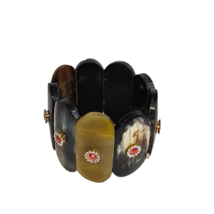 Pulsera Elástica de Resina Pulida Multitonal Estilo Bohemio con Medallones Florales de Cristal Incrustados, Ecológica y Duradera, Regalo para el Día de San Valentín - Product Image 2