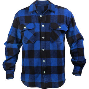 Chemise en flanelle à carreaux de buffle bleu et noir pour un usage quotidien avec fermeture à bouton et chemise de sécurité approuvée CE pour hommes - Product Image 1