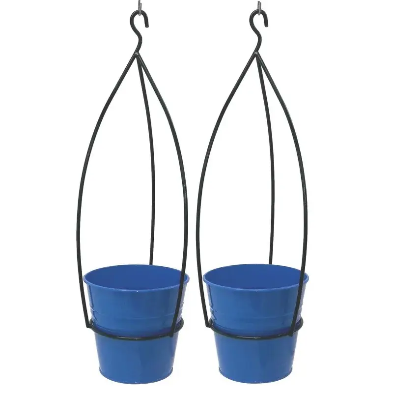 High quality Factory Wholesale price Galvanized Multi-Color Metal Handcrafted Hanging Planter (Set of 2) For Home Living Room