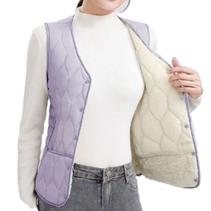 Chaqueta de algodón acolchada para mujer, Chaleco corto de cordero grueso, chaqueta sólida, ropa ajustada para Otoño e Invierno - Product Image 1