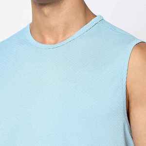 Camiseta sin mangas de algodón de verano con logotipo personalizado para hombre, chaleco de gimnasio de punto transpirable con camisas sin mangas para correr - Product Image 5