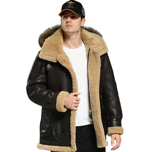 OEM Men's High Street Vintage Winter <b>Warm</b> Leather Jacket 100% <b>Waterproof</b> Breathable Windproof Customizable Stand Collar Front - Product Image 5