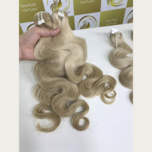 Nouveau chaud 100% vierge Remy haute qualité Double vague de corps blonde vietnamien trame plate Extensions de cheveux humains - Product Image 5