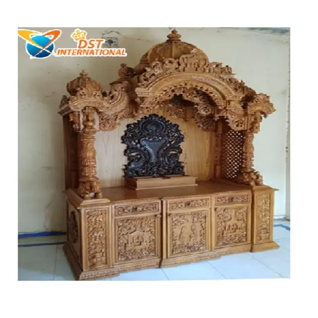 Hand Carved Teak Wood Cabinet Temple Buy Beautiful Indian Temple for Home Best Wooden Carved Temple for Home Cheap Prices