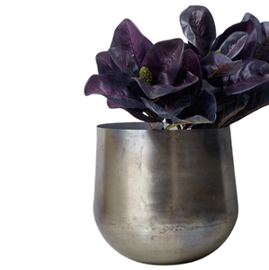 สีเงินโบราณบนโต๊ะโลหะตกแต่งแจกันดอกไม้งานแต่งงานทำด้วยมือชุบนิกเกิลแจกันโลหะ - Product Image 1