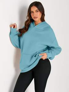 Venta al por mayor de sudaderas con capucha personalizadas para mujer, jersey de gran tamaño, conjunto con cremallera, ropa de calle de moda de invierno de talla grande - Product Image 3