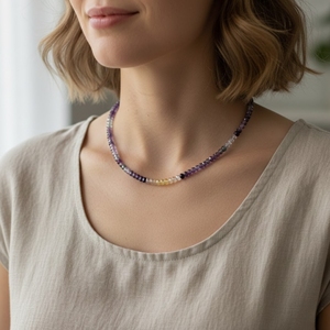 Collar de Cuentas Ajustables de Plata de Ley Chapadas en Oro con Fluorita Facetada en Forma de Rondelle, Regalo de Boda y Aniversario - Product Image 5