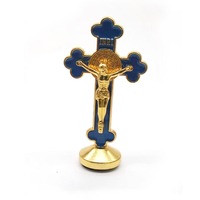 Lampadaire Métallique Écologique Rectangulaire 136 cm avec Croix de Jésus Catholique, Artisanat Chrétien d'Usine