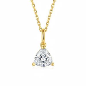 Collier pendentif en moissanite taille trillion solitaire de 3 carats, chaîne à maillons, tendance, fiançailles, unisexe, femme, argent sterling 925 - Product Image 1