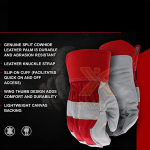 Genuine Leather Heavy Duty Safety Working Gloves with Anti-Slip <b>Fire</b> Proof & Water Proof Features Solid Color - Product Image 5