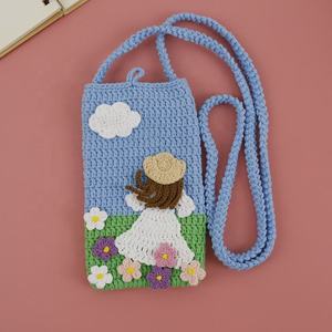Sac pour petite fille au crochet, style peinture à l'huile, en fil de coton laitier 100% tissé à la main, motif dessin animé mignon, accessoire de mode créatif et culturel - Product Image 4