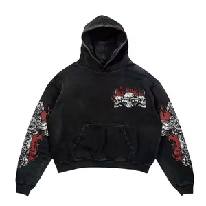 Sudadera con capucha de gran tamaño lavada con ácido de peso pesado Vintage de algodón 100% personalizada para hombre, ropa de calle para invierno, teñido liso - Product Image 1