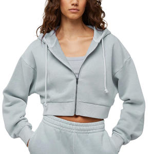 เสื้อฮู้ดแฟชั่นผู้หญิงแบบครอปพร้อมพิมพ์โลโก้ออกแบบได้ตามต้องการ - Product Image 1