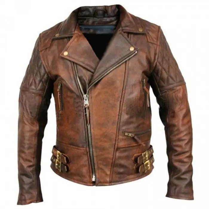 Customized Wholesale fashion men black solid cowboy jackets motorcycle style leather jackets for male Plus Size Men's Jackets