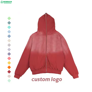 Nouveauté 2026 – Sweat à capuche vintage 100 % coton pour homme, délavé à l'acide, avec fermeture éclair intégrale, style streetwear, effet soleil éclairé, fermeture éclair intégrale sur le visage - Product Image 2