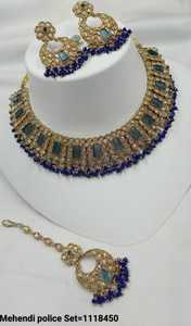 EL ÚLTIMO COLLAR DE GARGANTILLA CUADRADO CHAPADO EN ORO A LA MODA ANTIGUO CON CONJUNTO DE PENDIENTES MANGTIKKA Y CONJUNTO DE JOYERÍA MUJER - Product Image 3