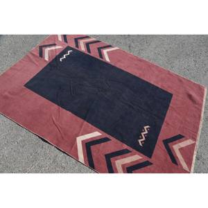 Alfombra turca Vintage moderna, rojo, negro, 4,7x7 pies, lana de área grande con respaldo de látex, rectángulo de pasillo con estampado abstracto para habitaciones - Product Image 4