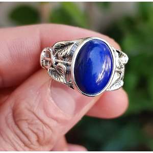 Boho Chic Lapis Lazuli <b>Statement</b> <b>Ring</b> Handmade Sterling Silver <b>Ring</b> for Gift Occasions - Product Image 4